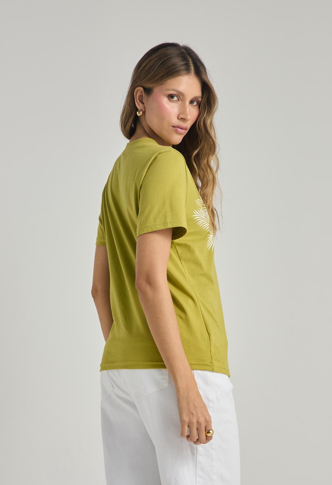 Camiseta verde manga corta para mujer