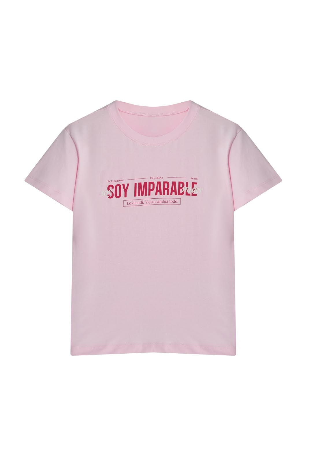 Camiseta rosa con frente estampado para mujer