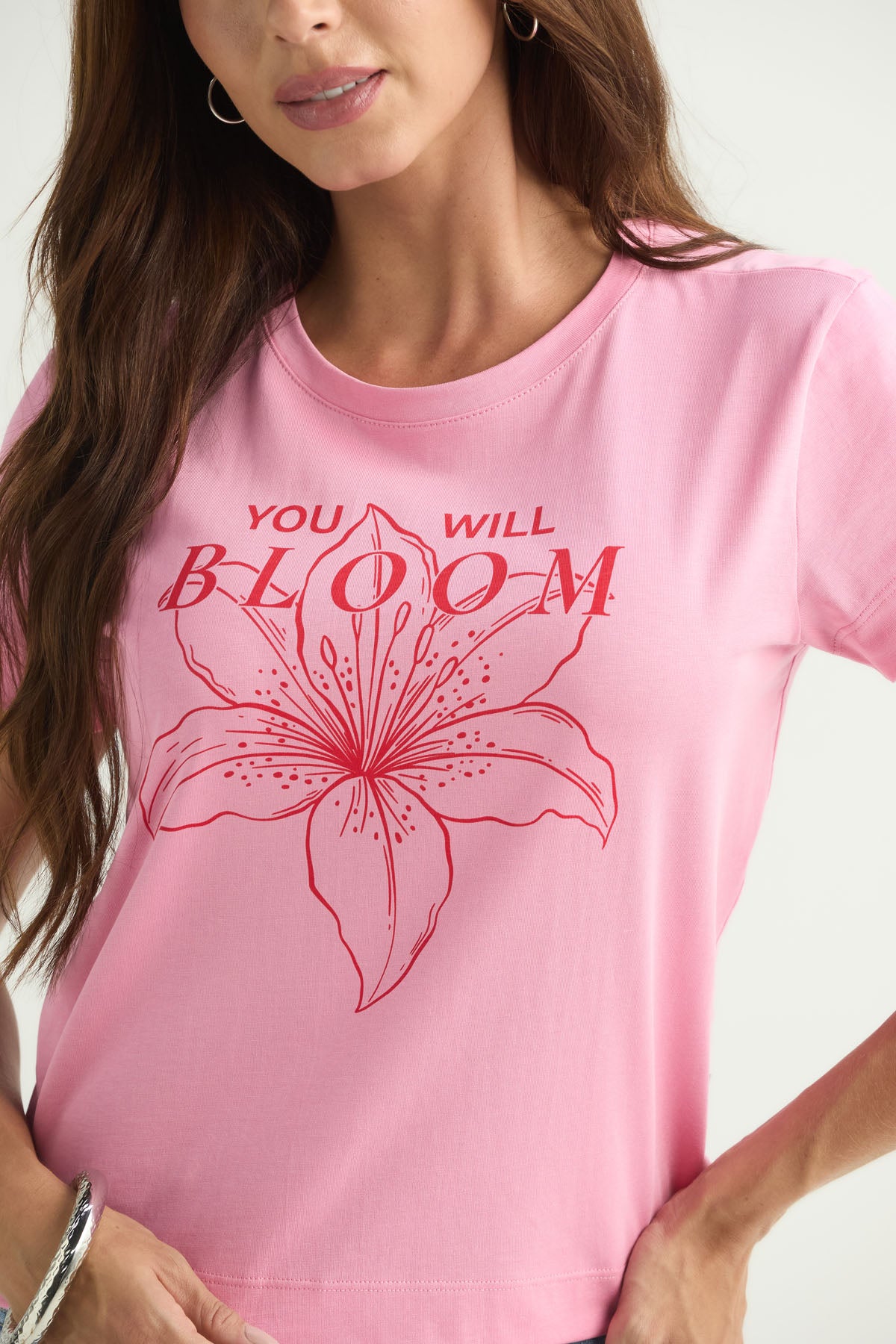 Camiseta rosa medio con abertura para mujer