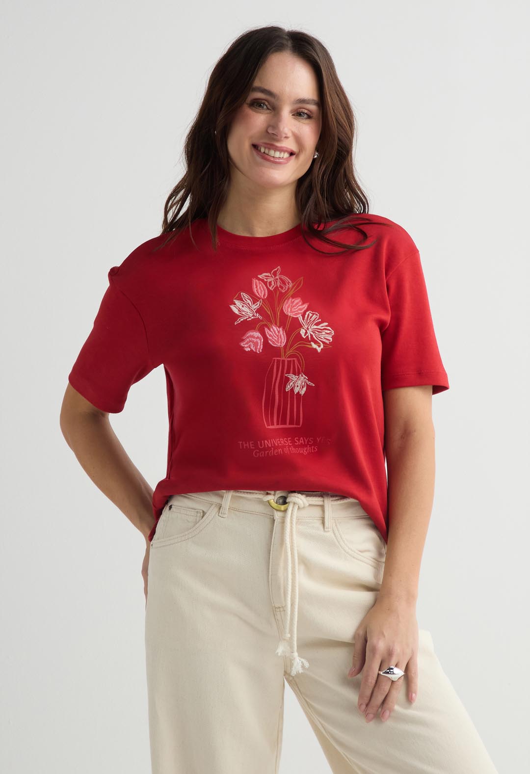 Camiseta roja manga corta para mujer