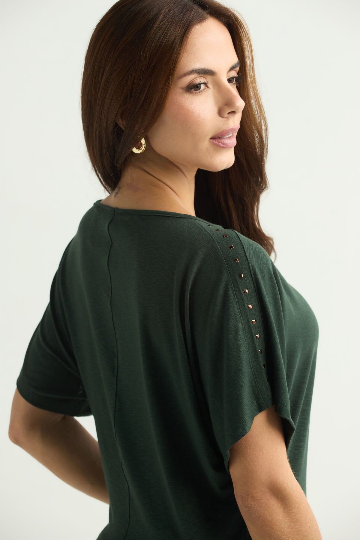 Camiseta verde con taches para mujer