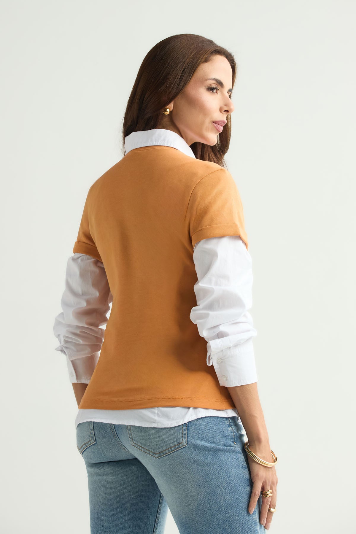 Camiseta naranja oscuro estampado para mujer
