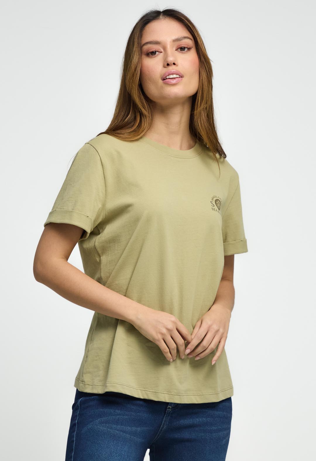 Camiseta pistacho estampada en frente para mujeres