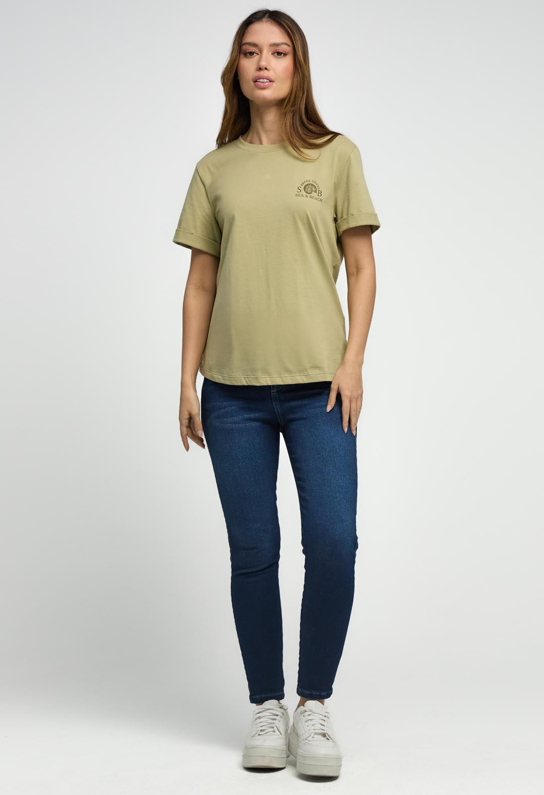 Camiseta pistacho estampada en frente para mujeres