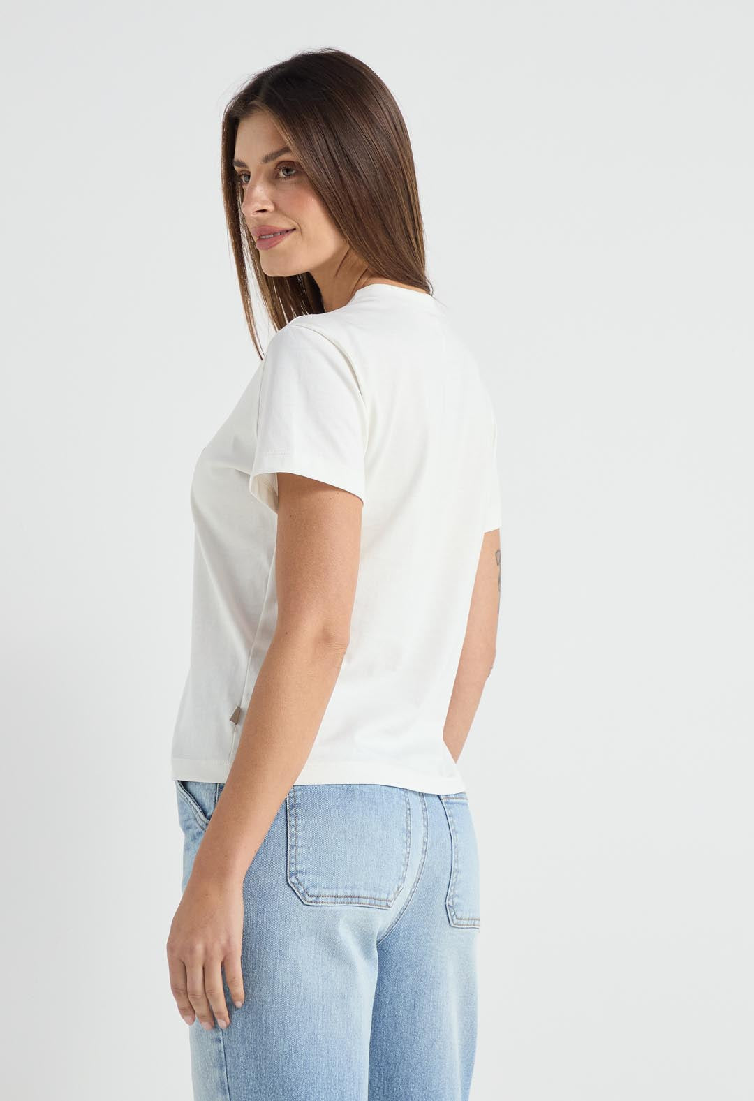 Camiseta marfil manga corta para mujer