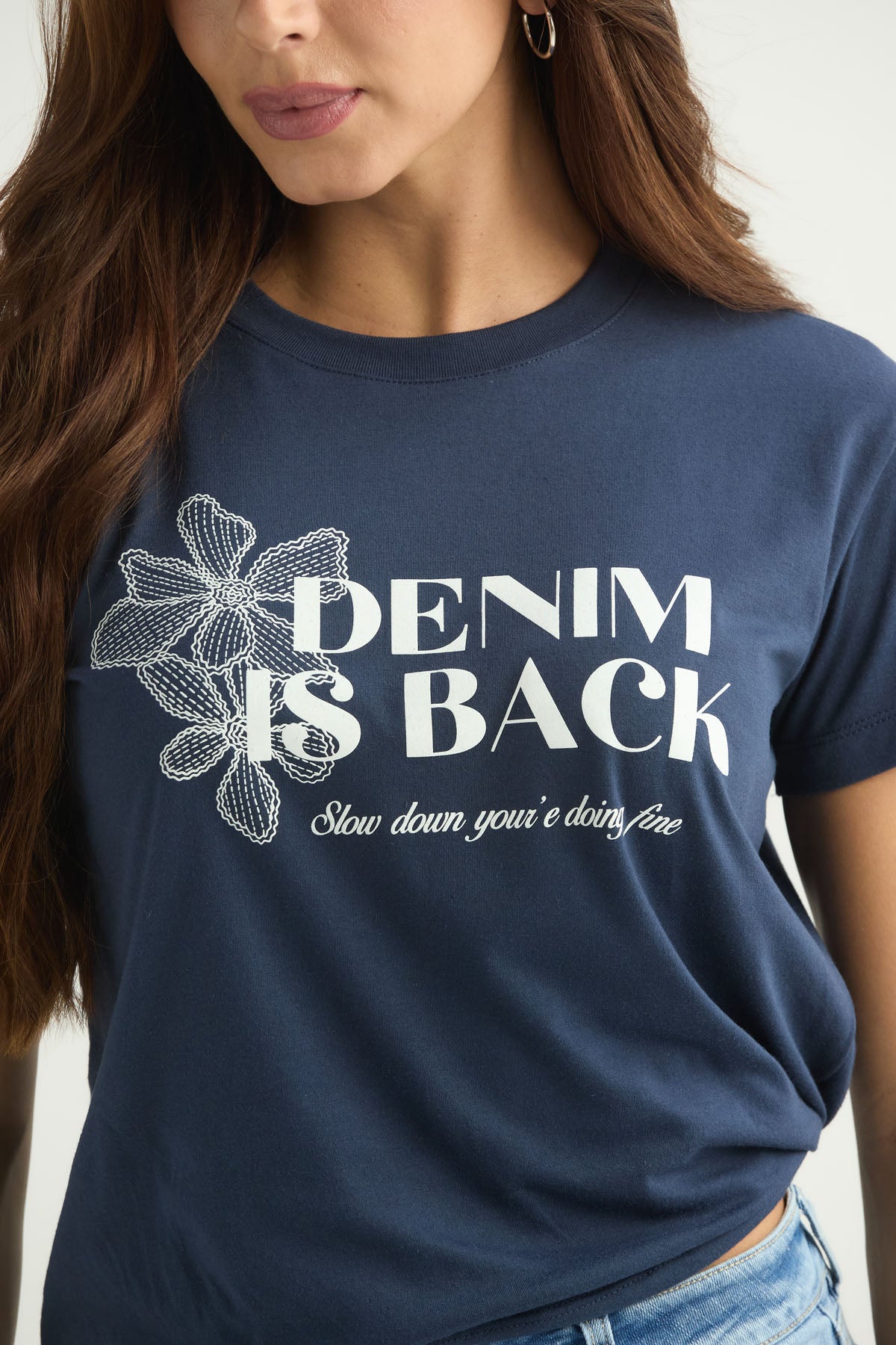 Camiseta azul navy manga corta para mujer