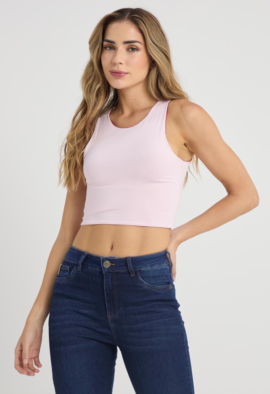 Camiseta rojo intenso doble faz para mujeres