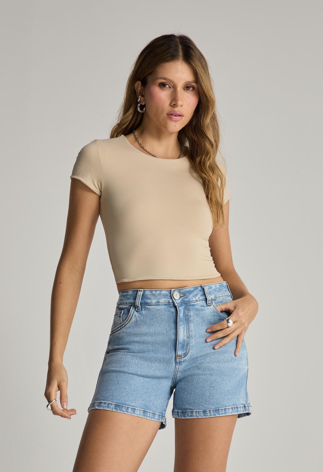 Camiseta marfil doble faz para mujeres