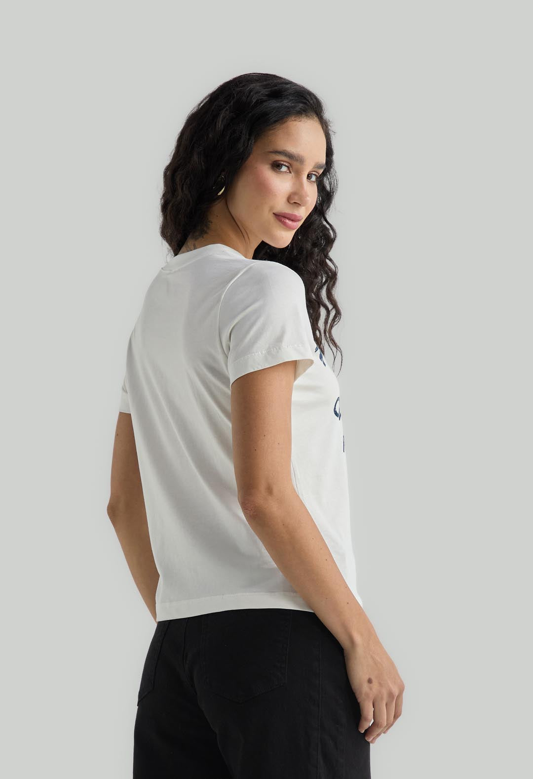 Camiseta marfil con estampado para mujer