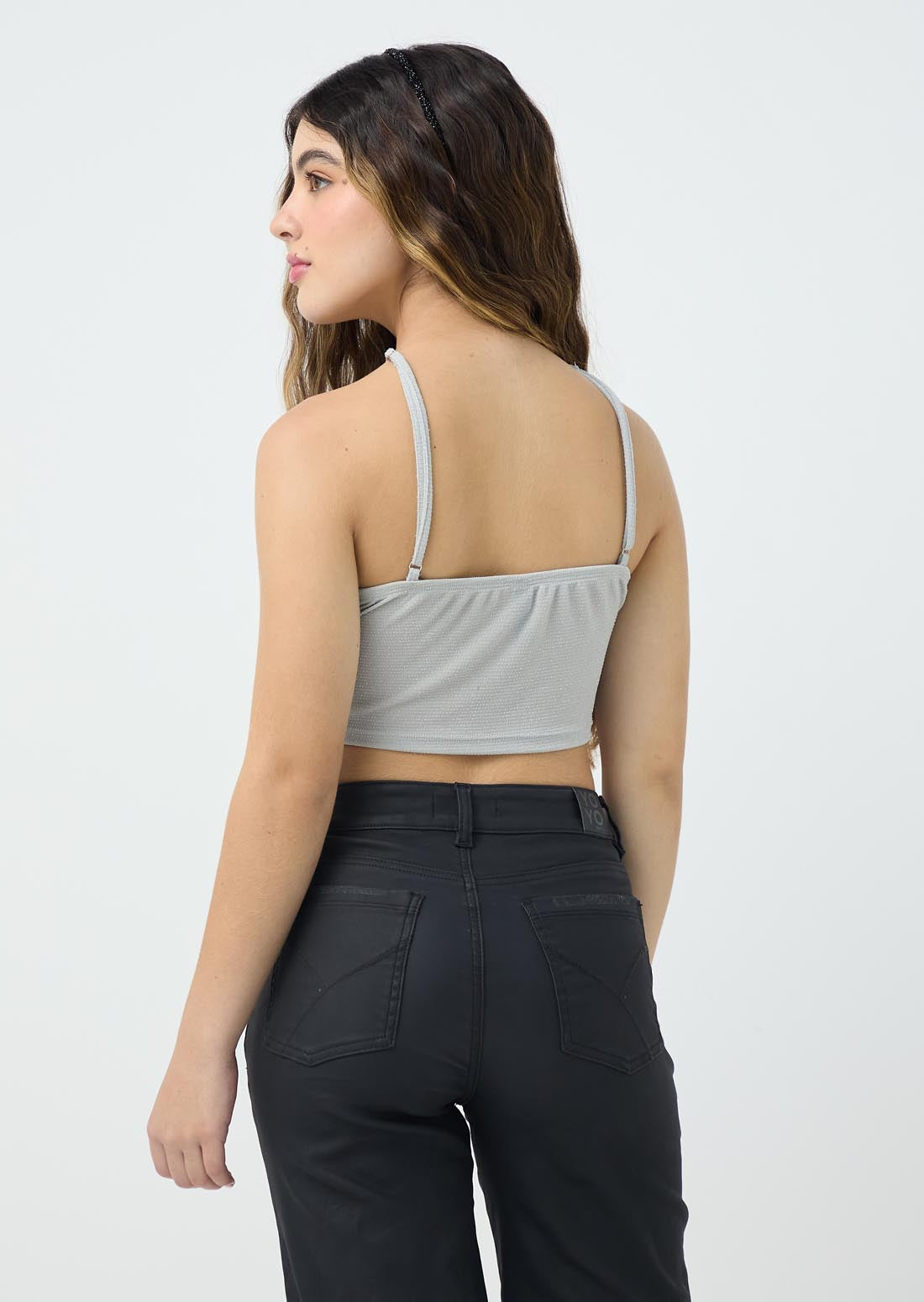 Camiseta plateada con frente en punta para jóvenes