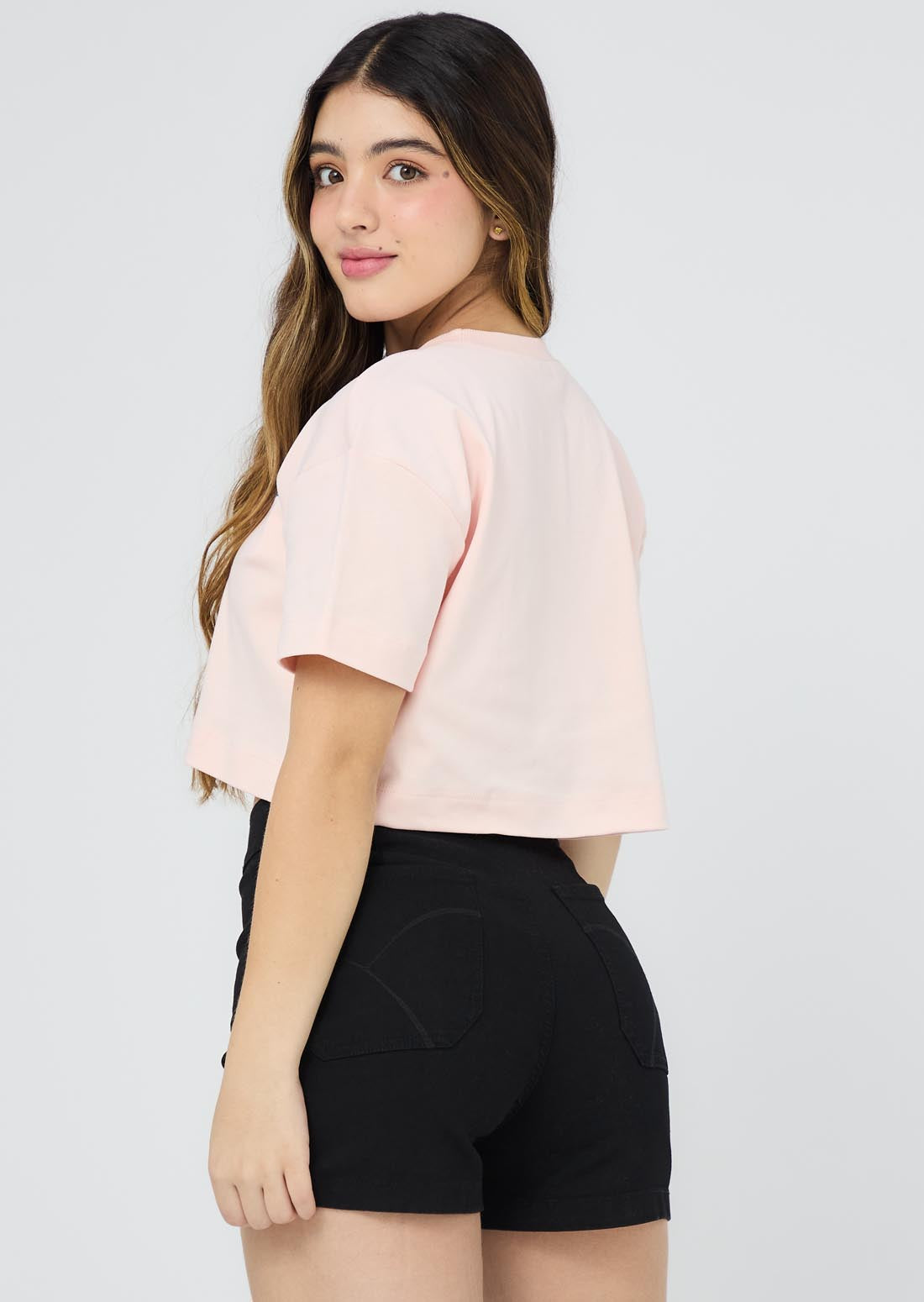 Camiseta rosa pastel estampada para jóvenes