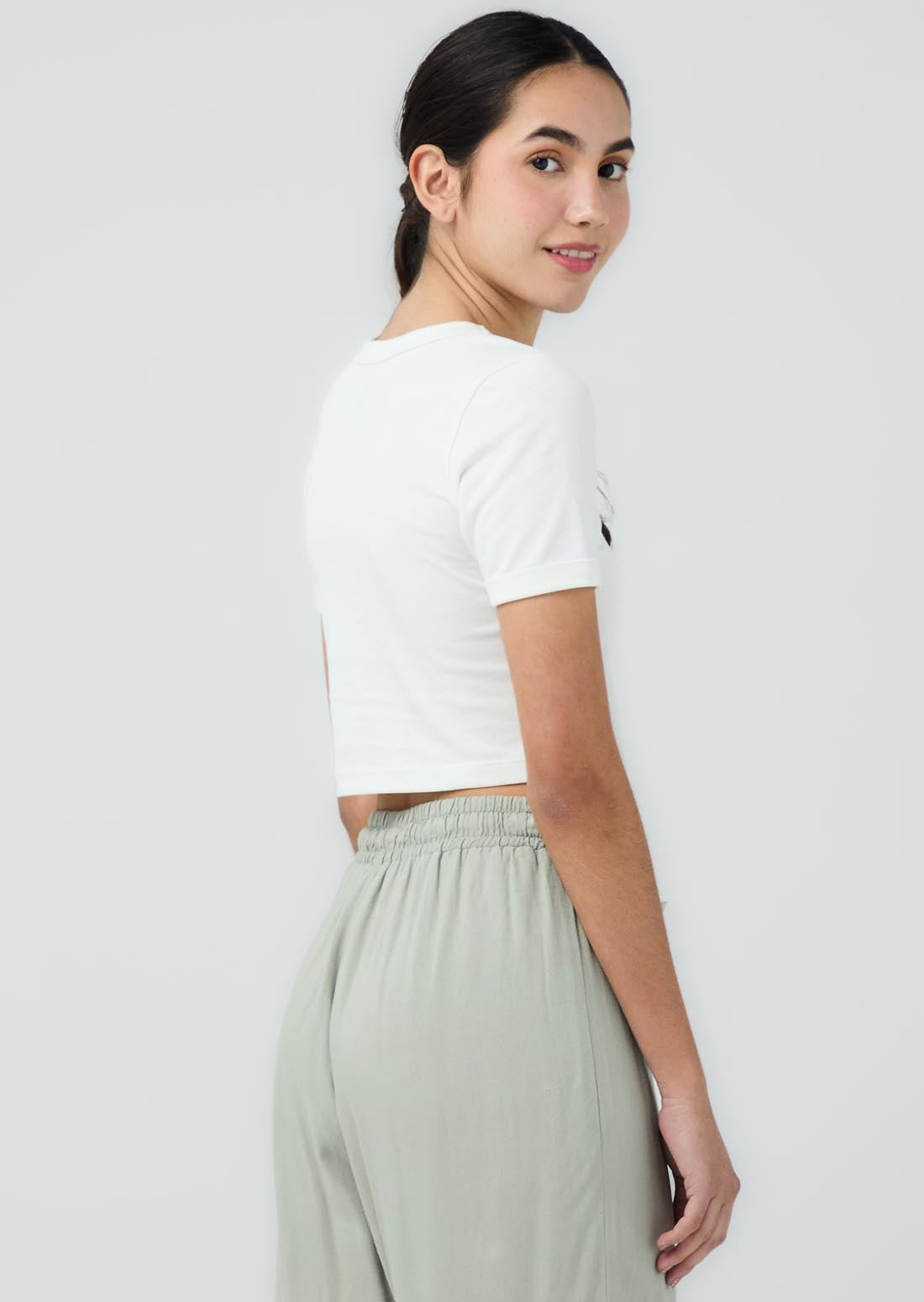 Camiseta marfil estampada para jóvenes