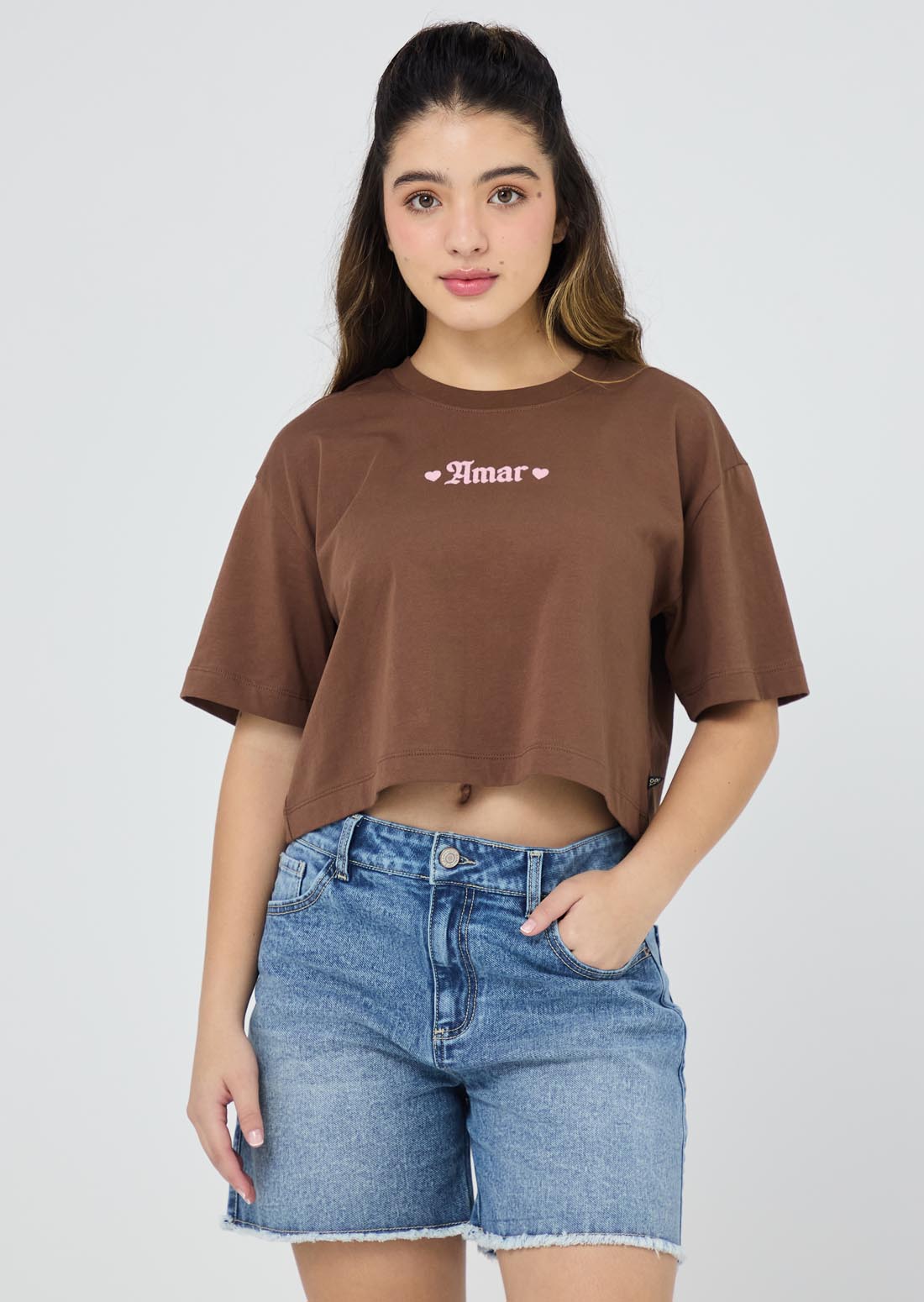 Camiseta chocolate frente estampado para jóvenes