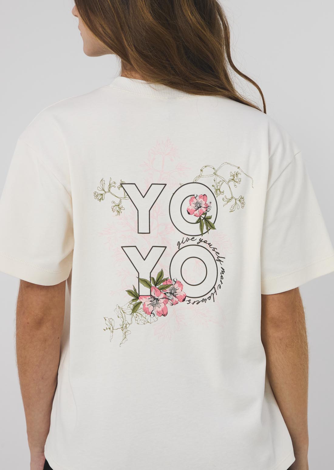 Camiseta marfil estampado en ambas caras para jóvenes