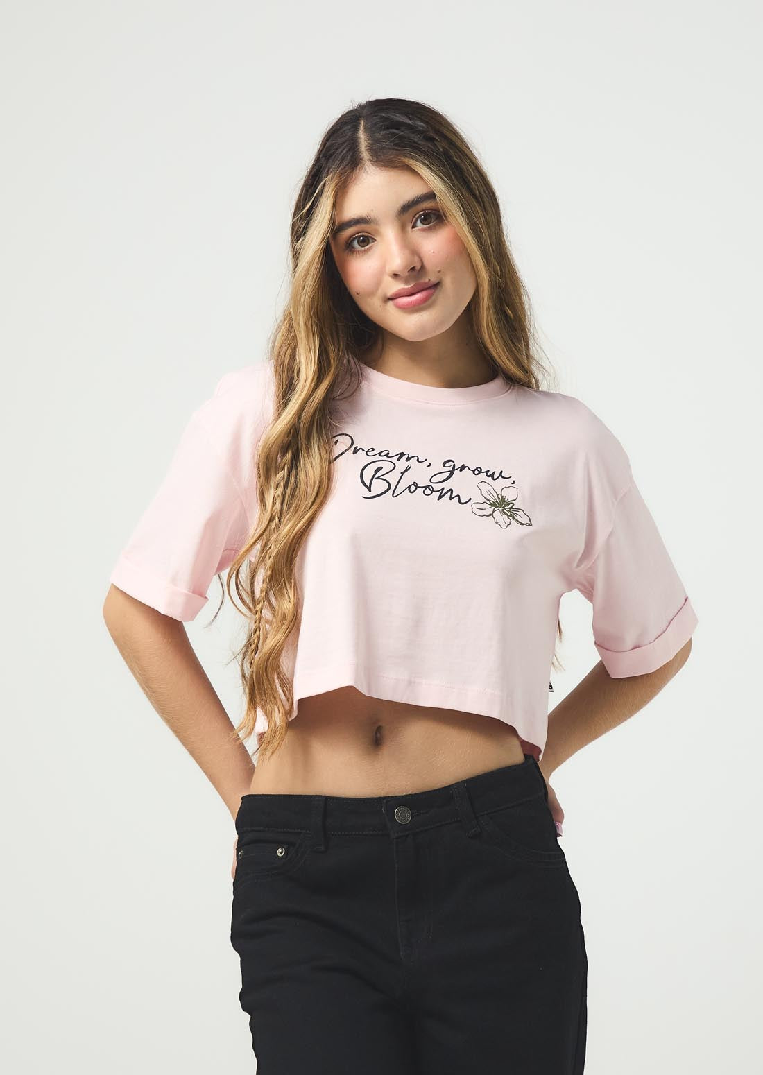 Camiseta palo de rosa y manga corta para jóvenes