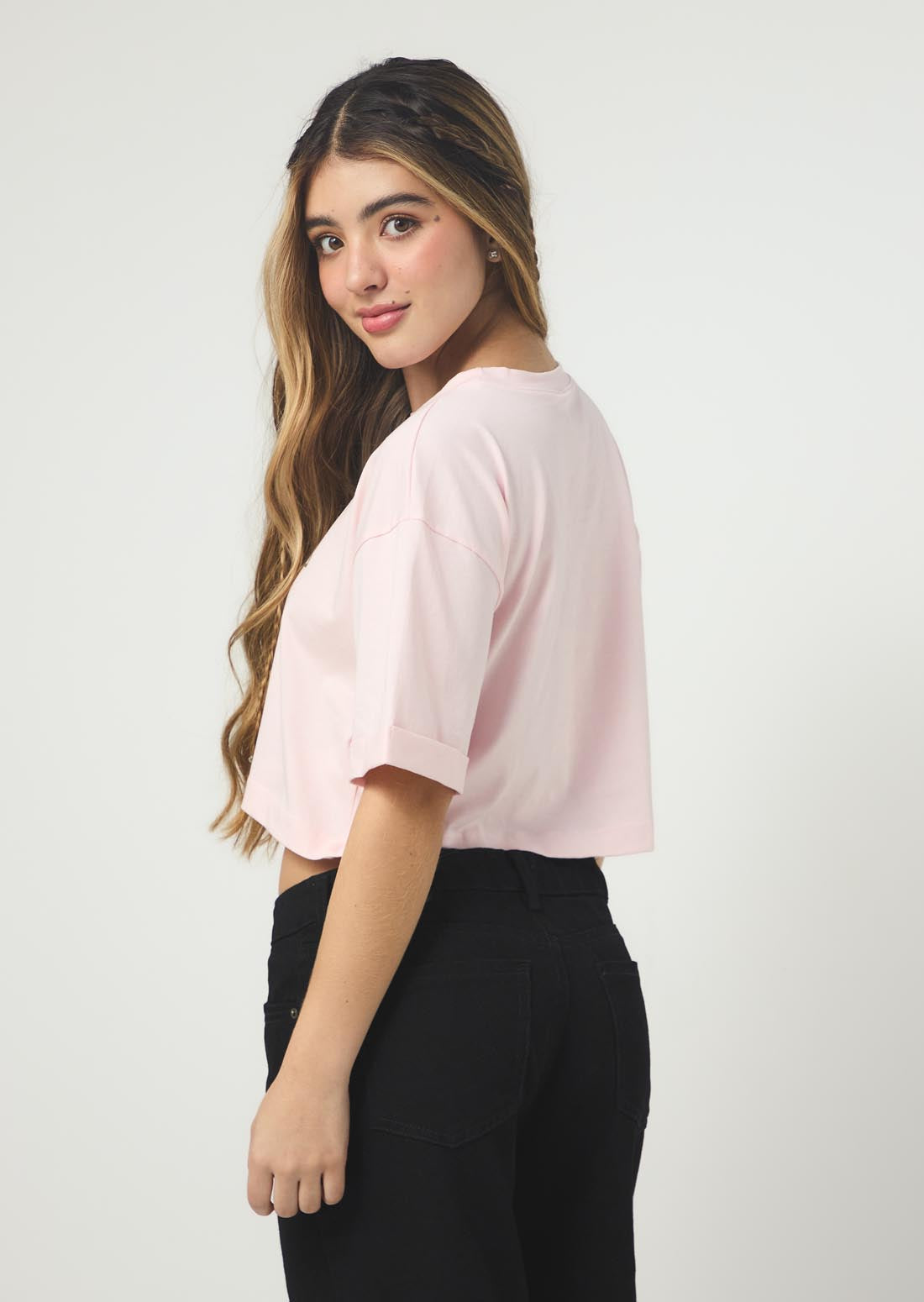 Camiseta palo de rosa y manga corta para jóvenes