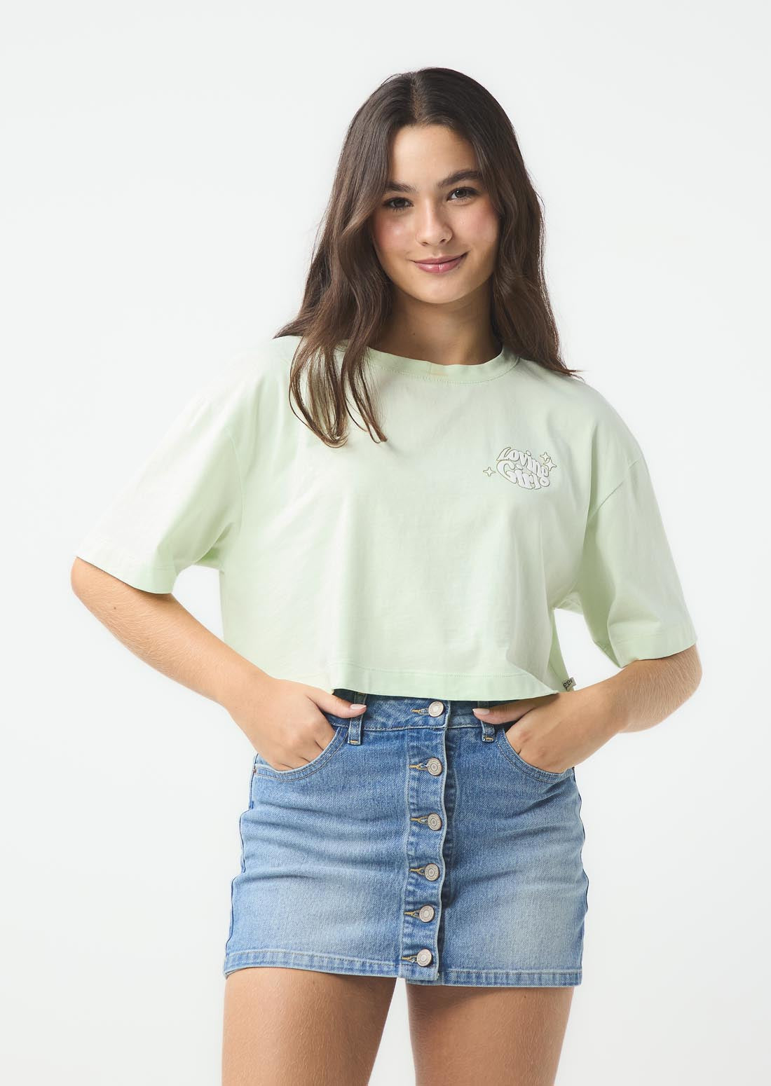 Camiseta verde claro estampada para jóvenes