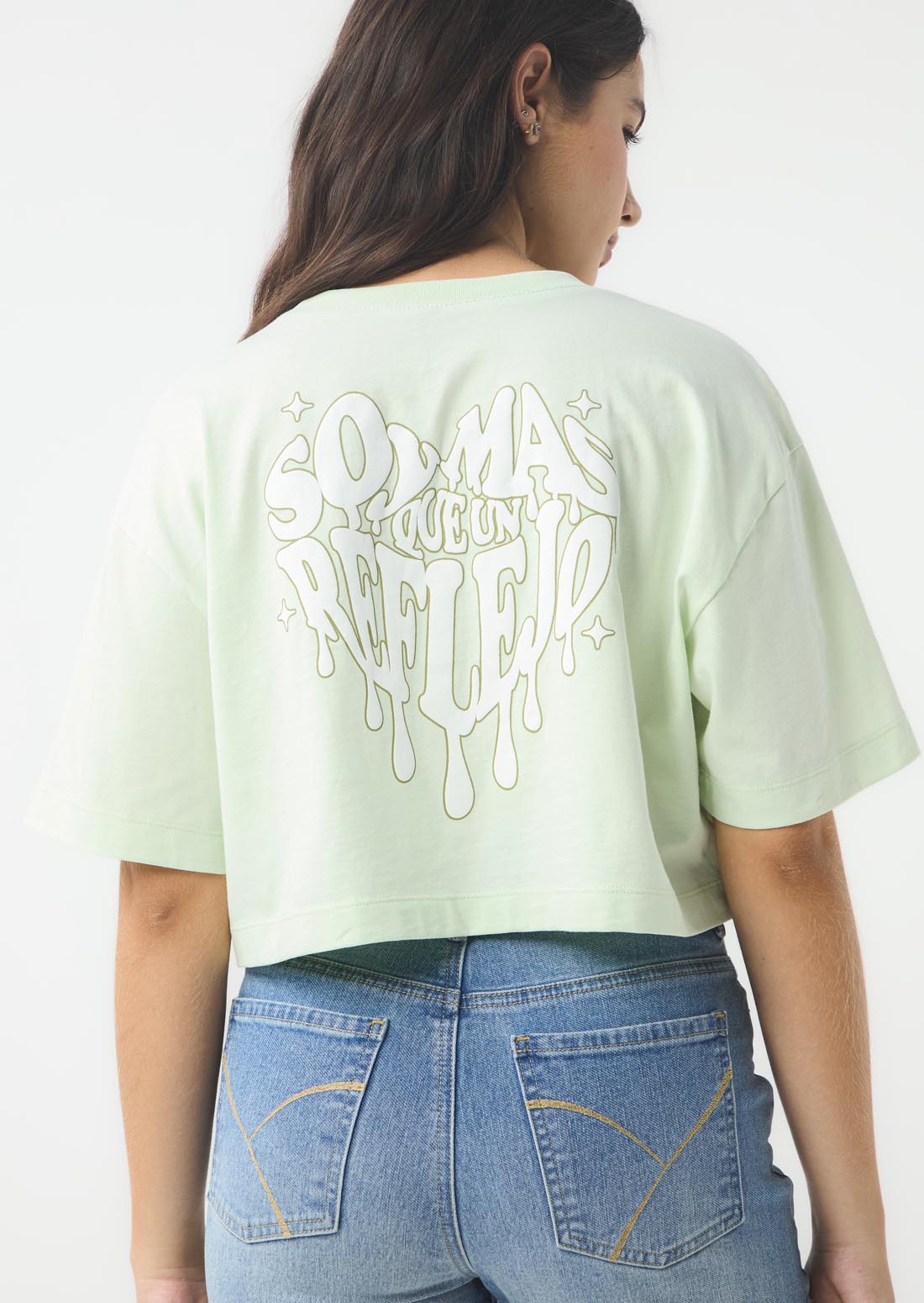 Camiseta verde claro estampada para jóvenes