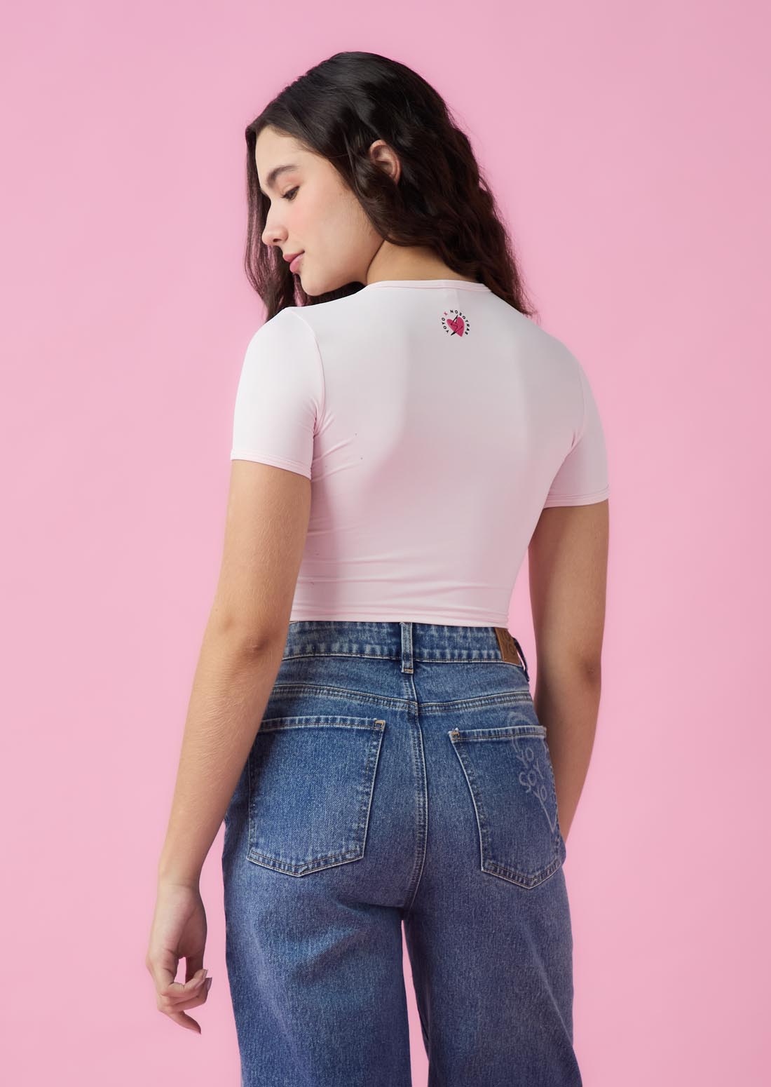 Camiseta rosa pastel con sesgos Yoyo x Nosotras