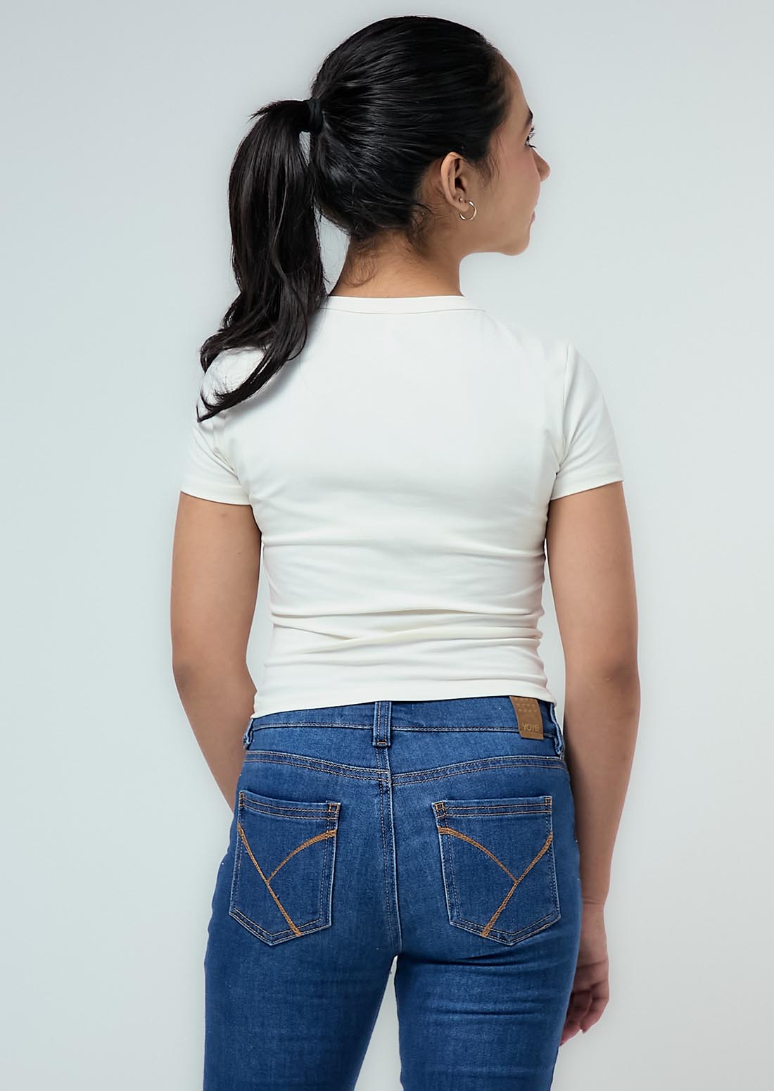 Camiseta marfil frente estampado para niñas