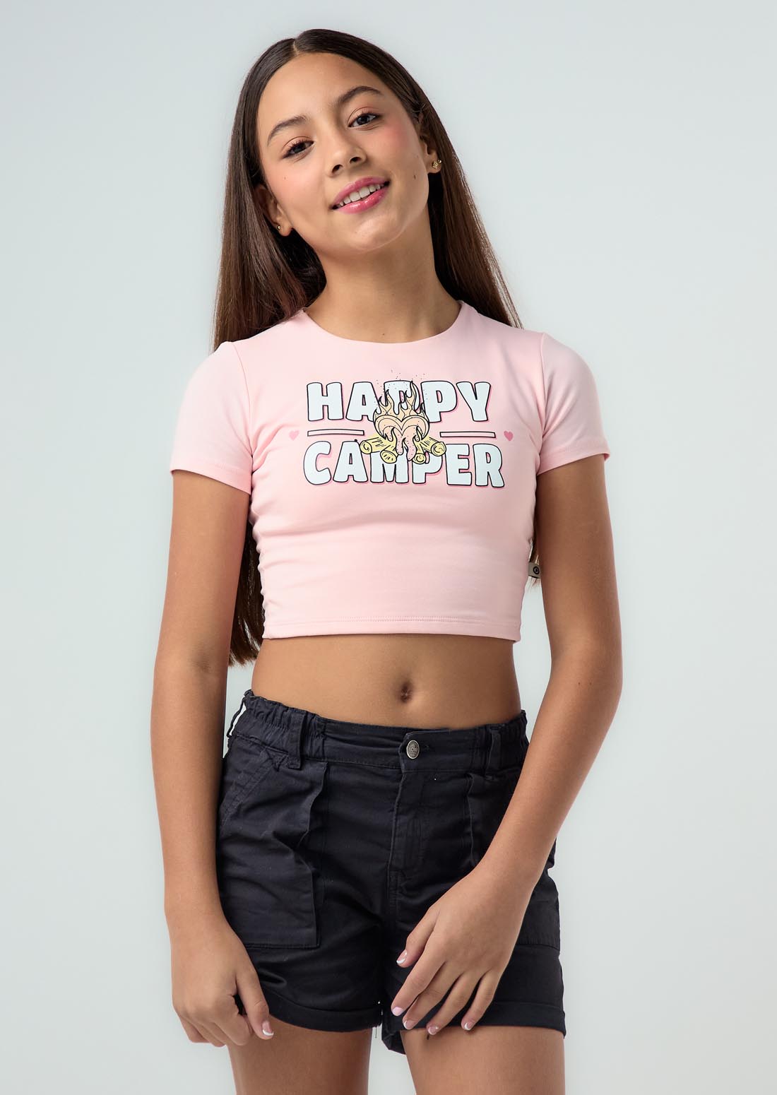 Camiseta rosa pastel estampada para niñas