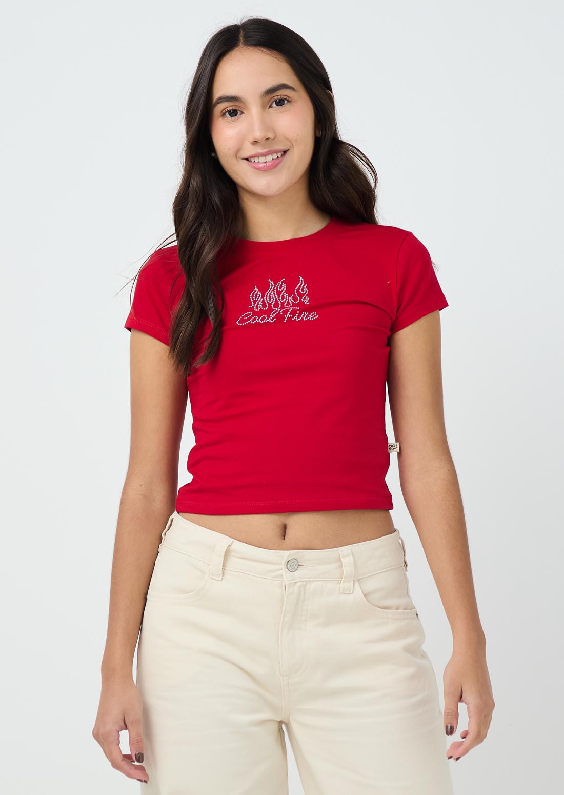 Camiseta roja estampada para jóvenes