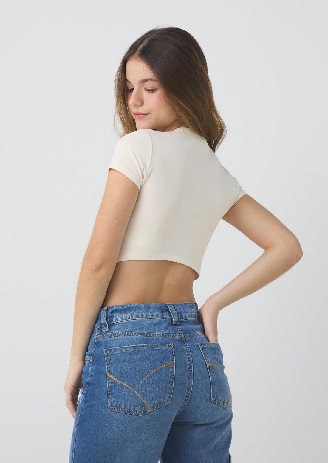 Camiseta beige estampado para jóvenes