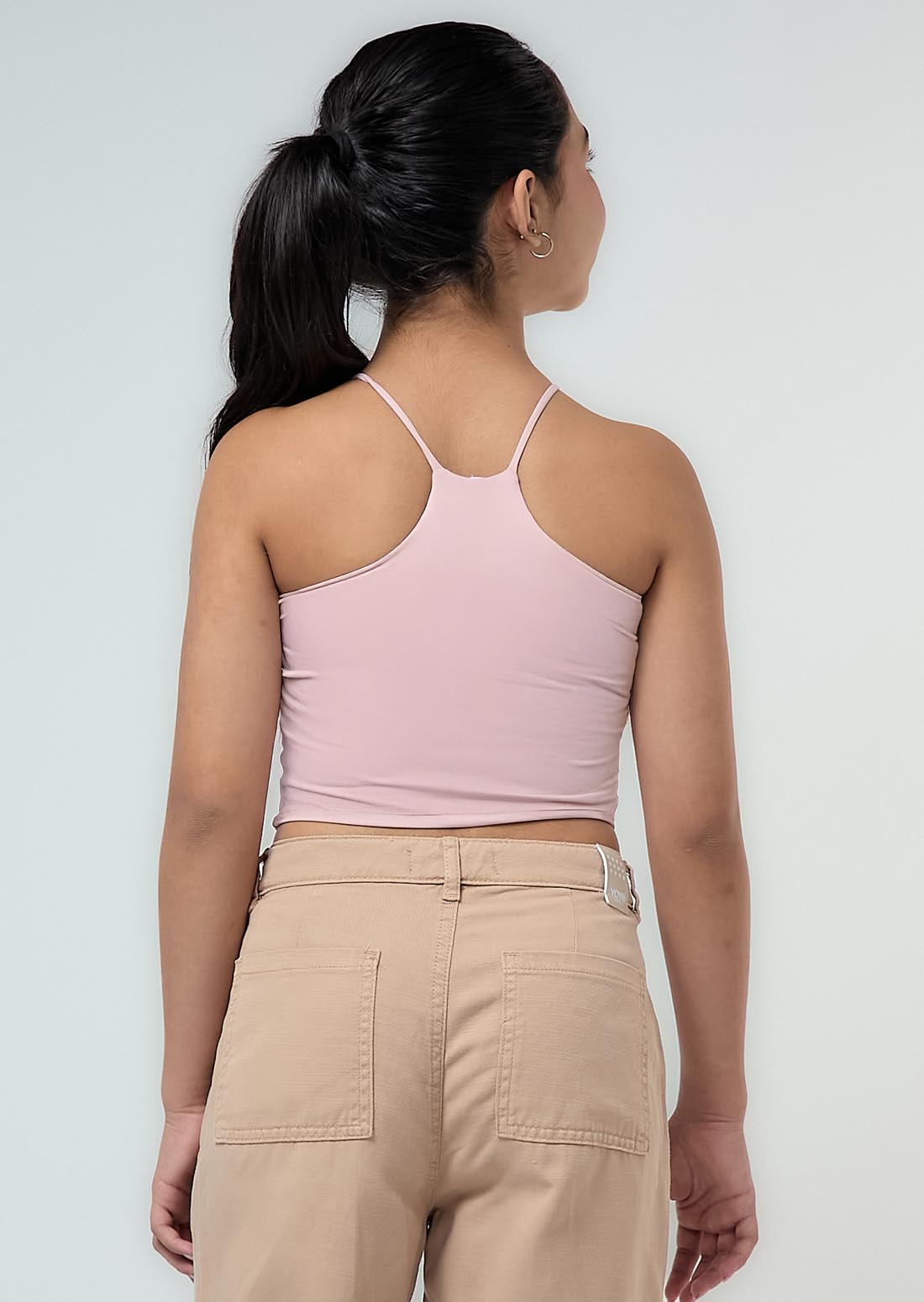 Camiseta palo de rosa de tiras para niñas