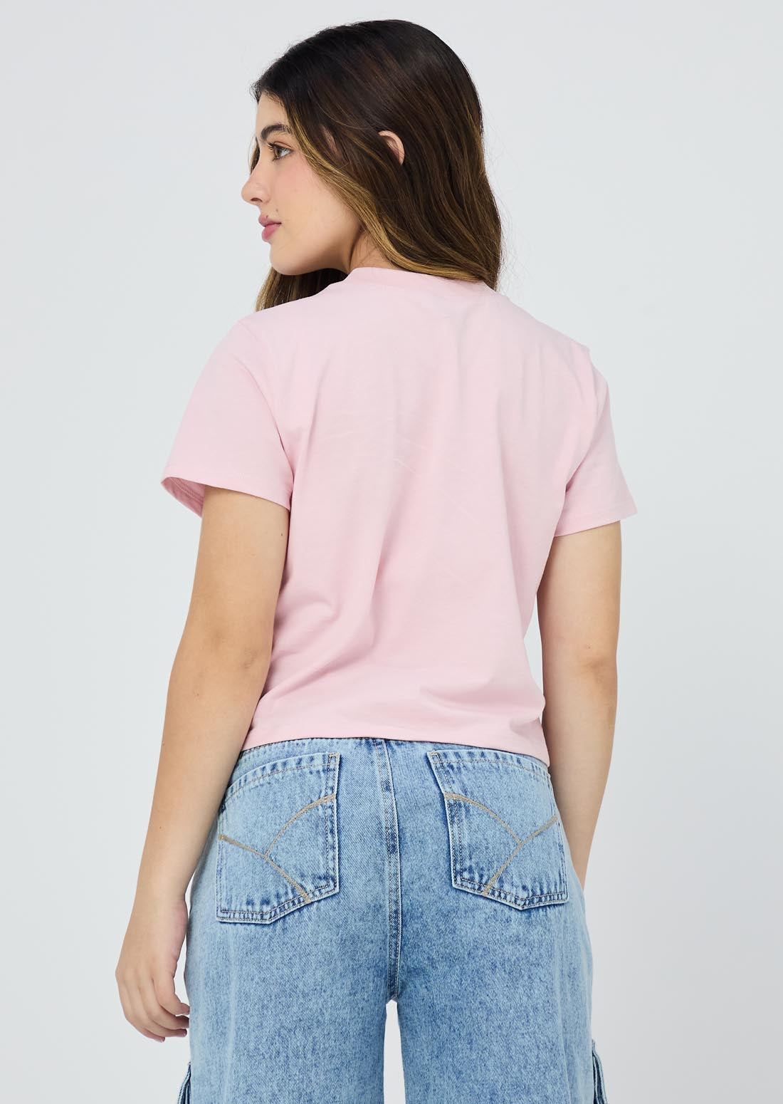Camiseta palo de rosa estampada para jóvenes