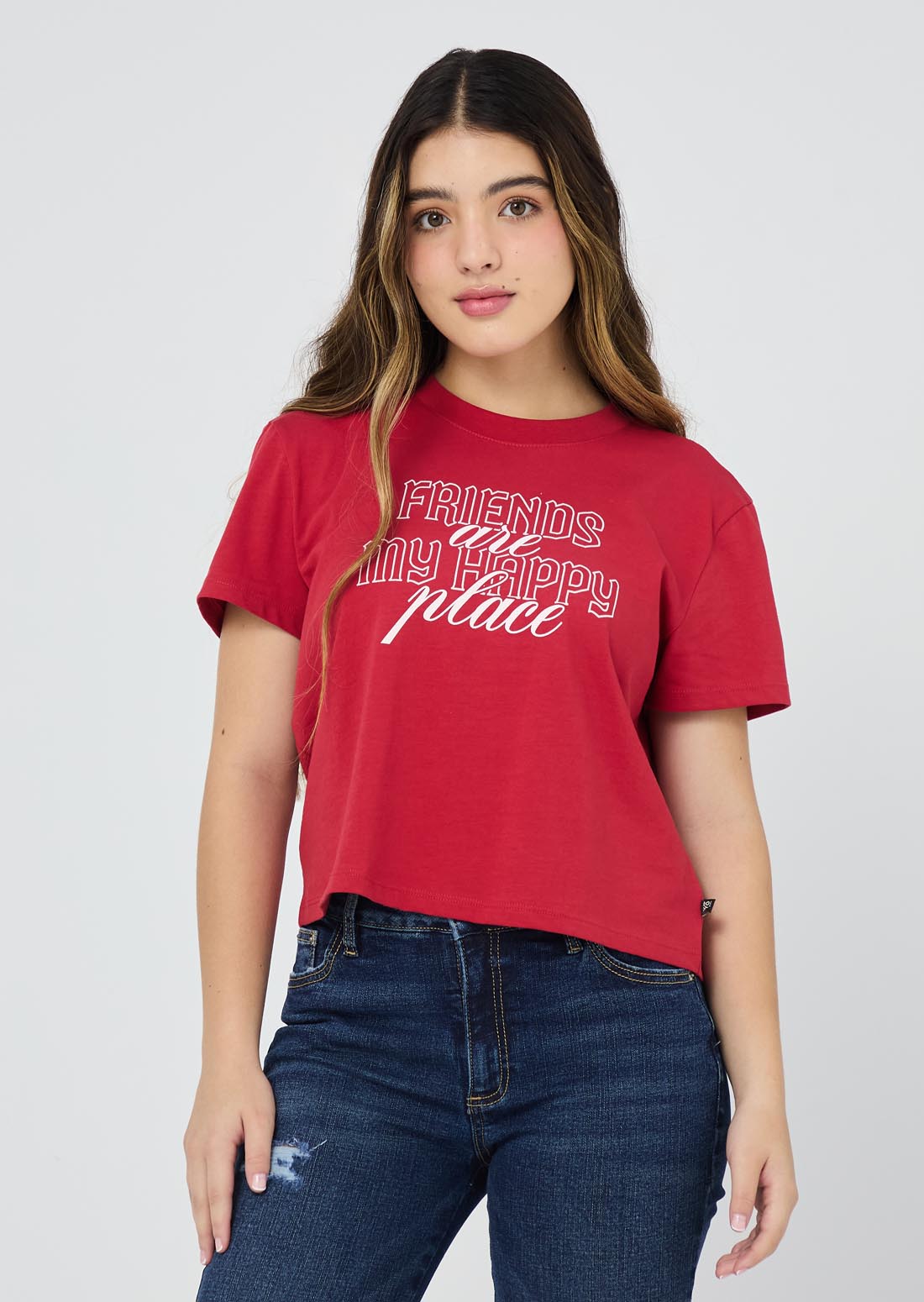 Camiseta roja estampada para jóvenes