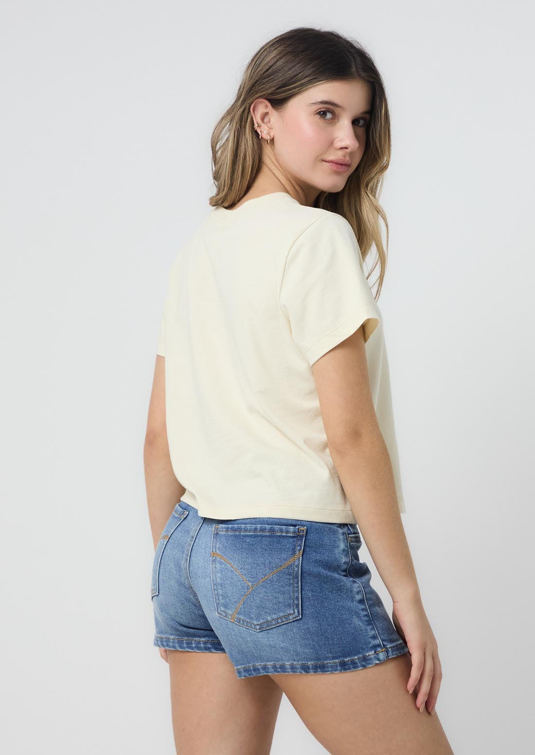 Camiseta vainilla estampada en frente para jóvenes