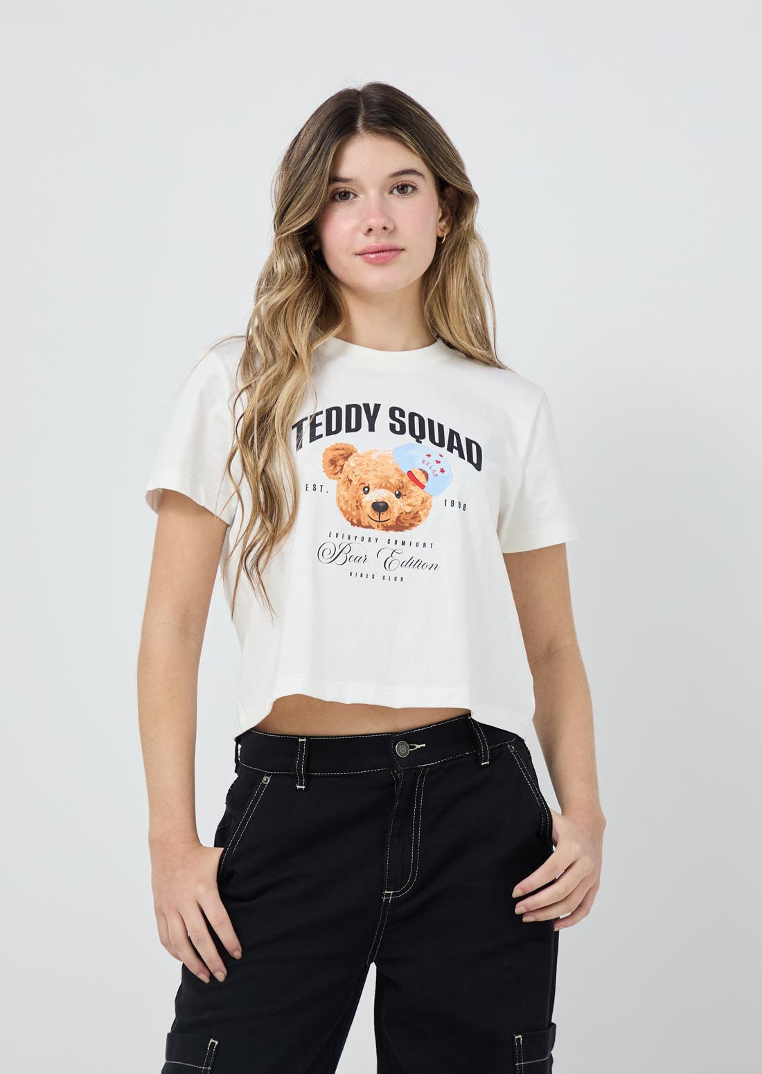 Camiseta marfil manga corta para jóvenes