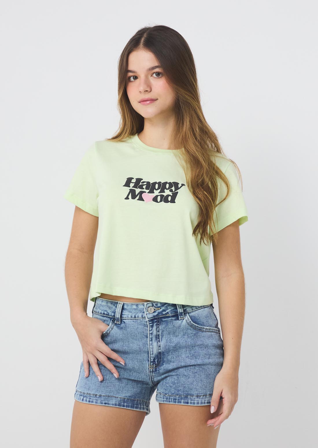 Camiseta verde claro con estampado para jóvenes