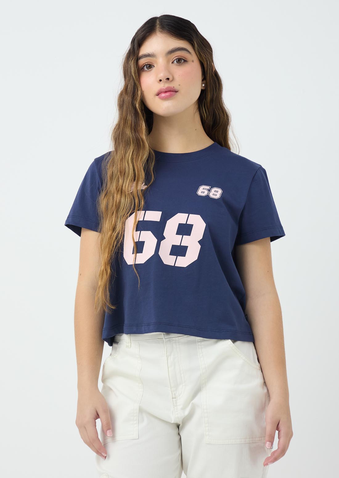 Camiseta azul navy con estampado para jóvenes