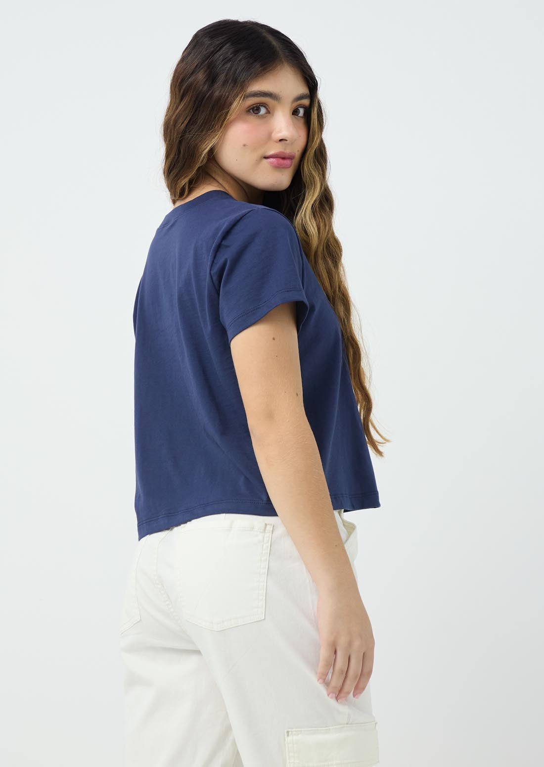 Camiseta azul navy con estampado para jóvenes