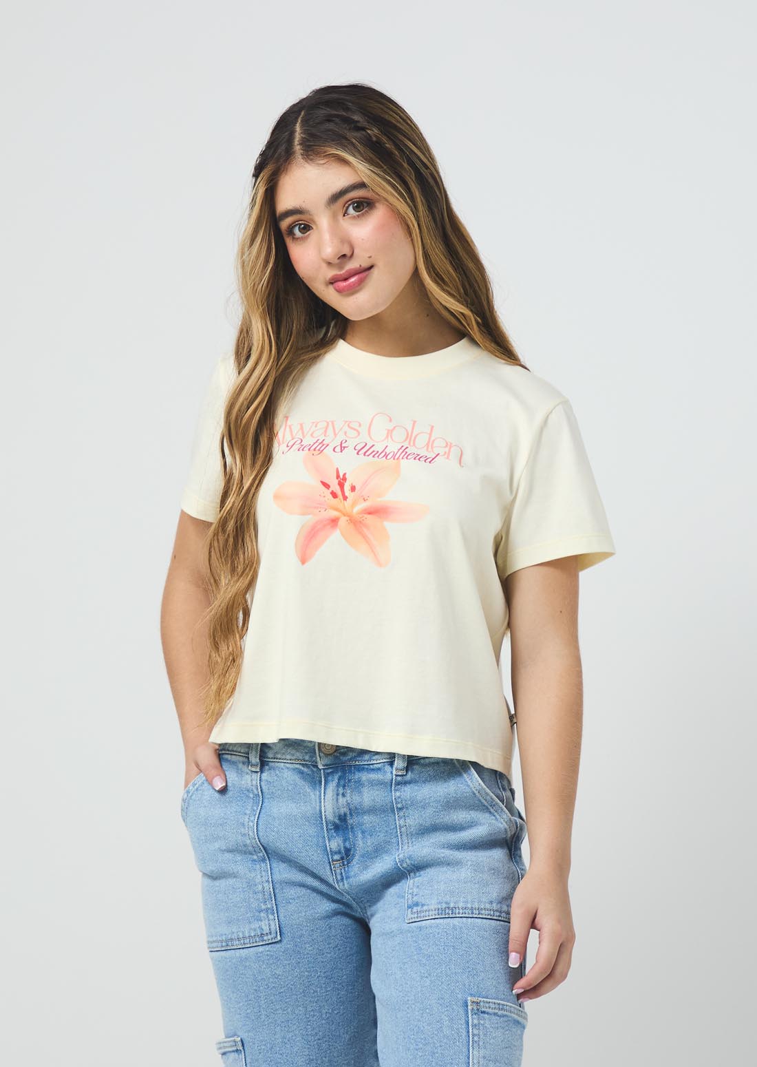 Camiseta vainilla estampada en frente para jóvenes