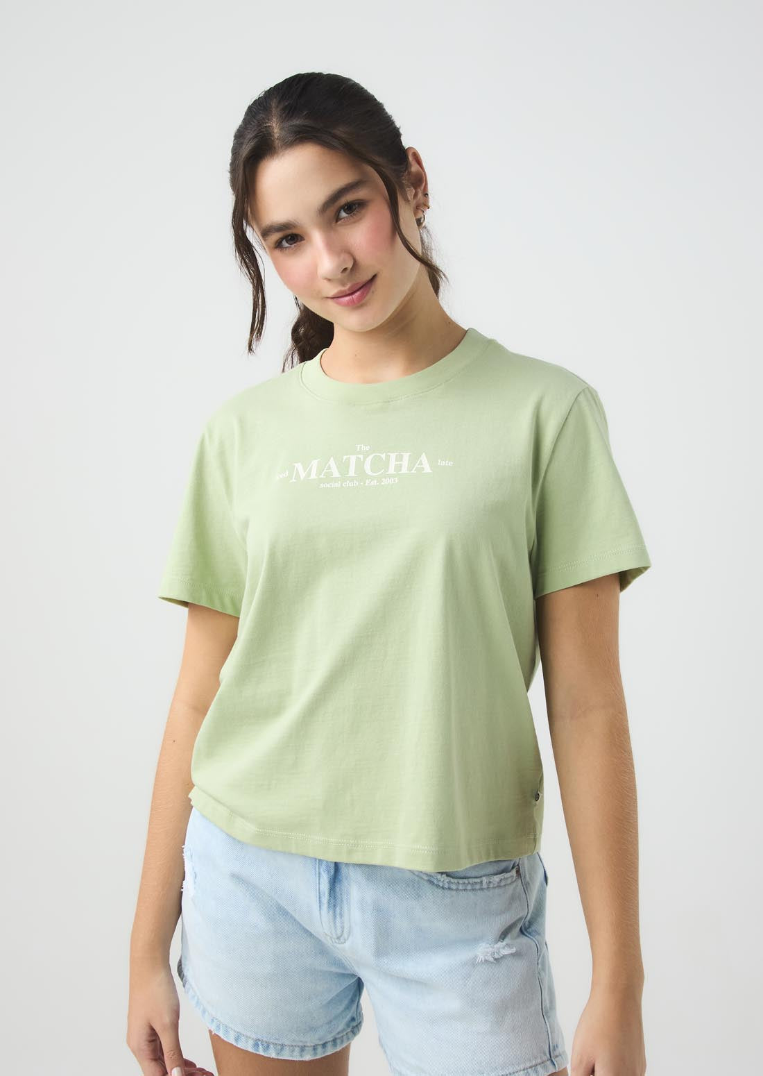 Camiseta pistacho estampada para jóvenes
