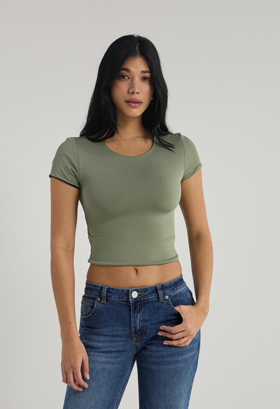 Camiseta negro doble faz para mujer