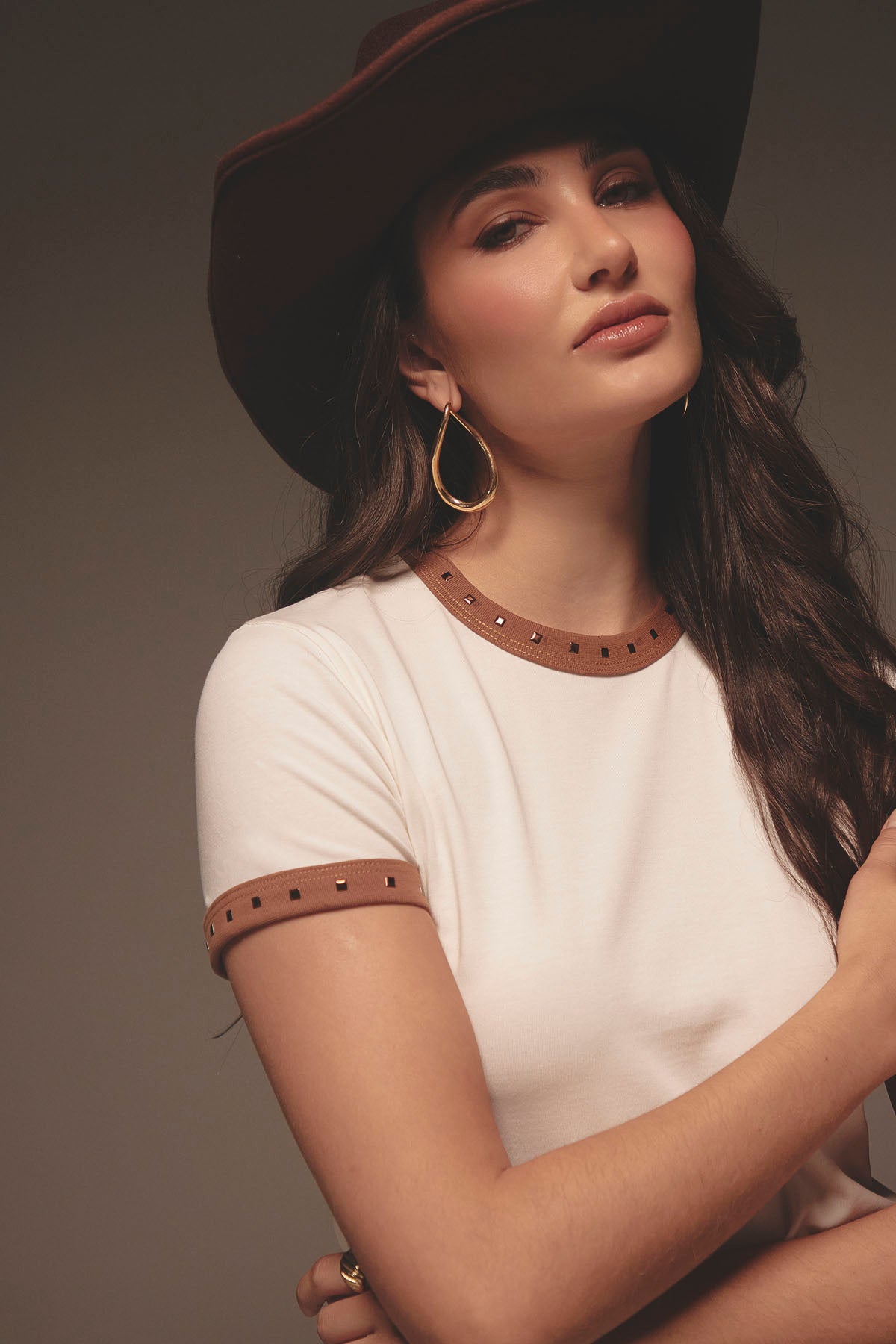 Camiseta marfil con taches para mujer