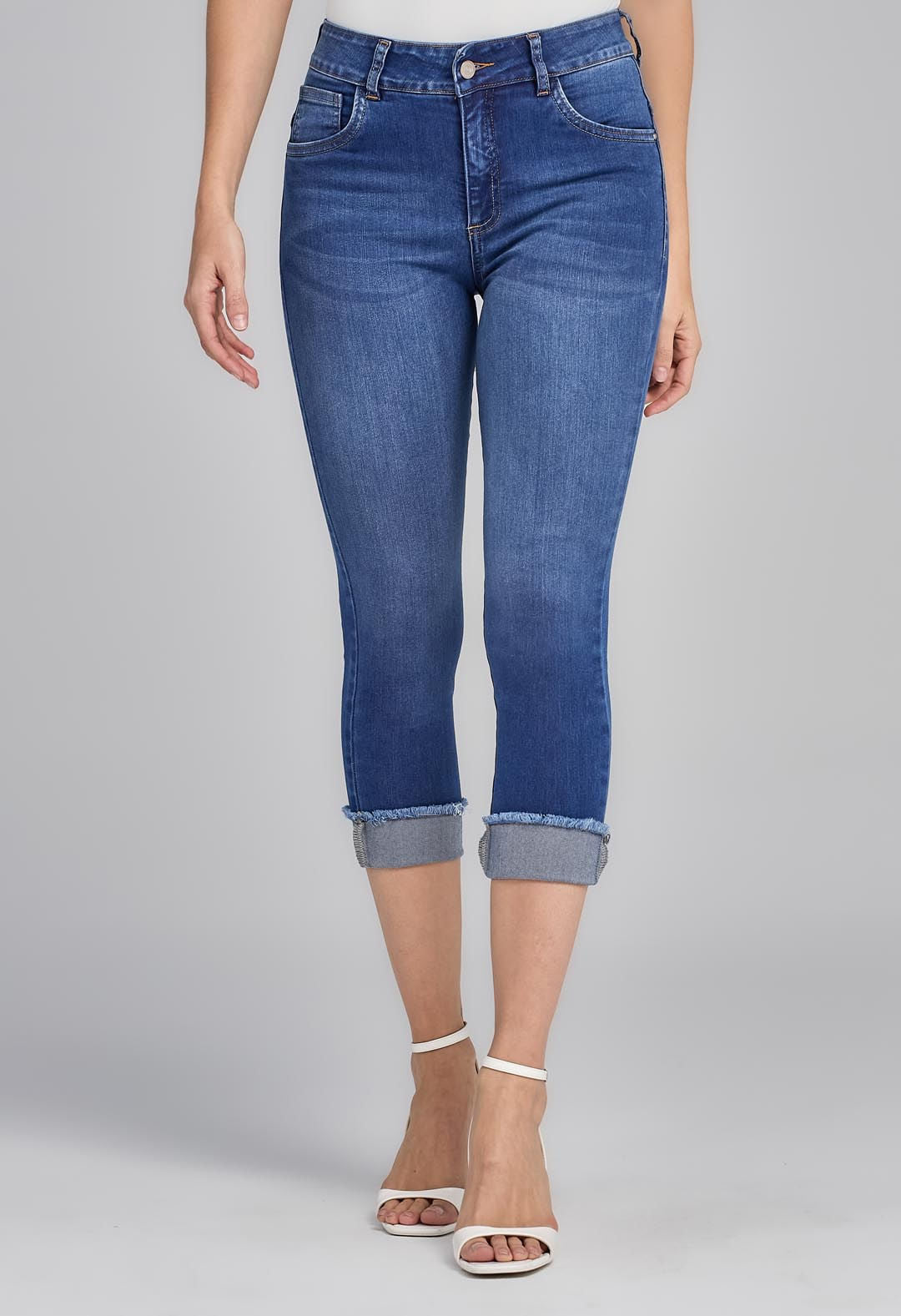Jean capri medio bota tubo para mujeres