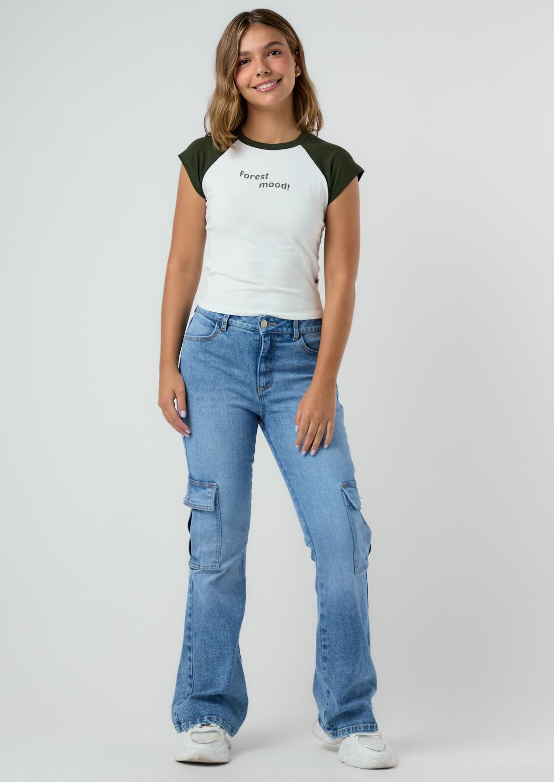 Jean cargo medio tipo tejano para jóvenes