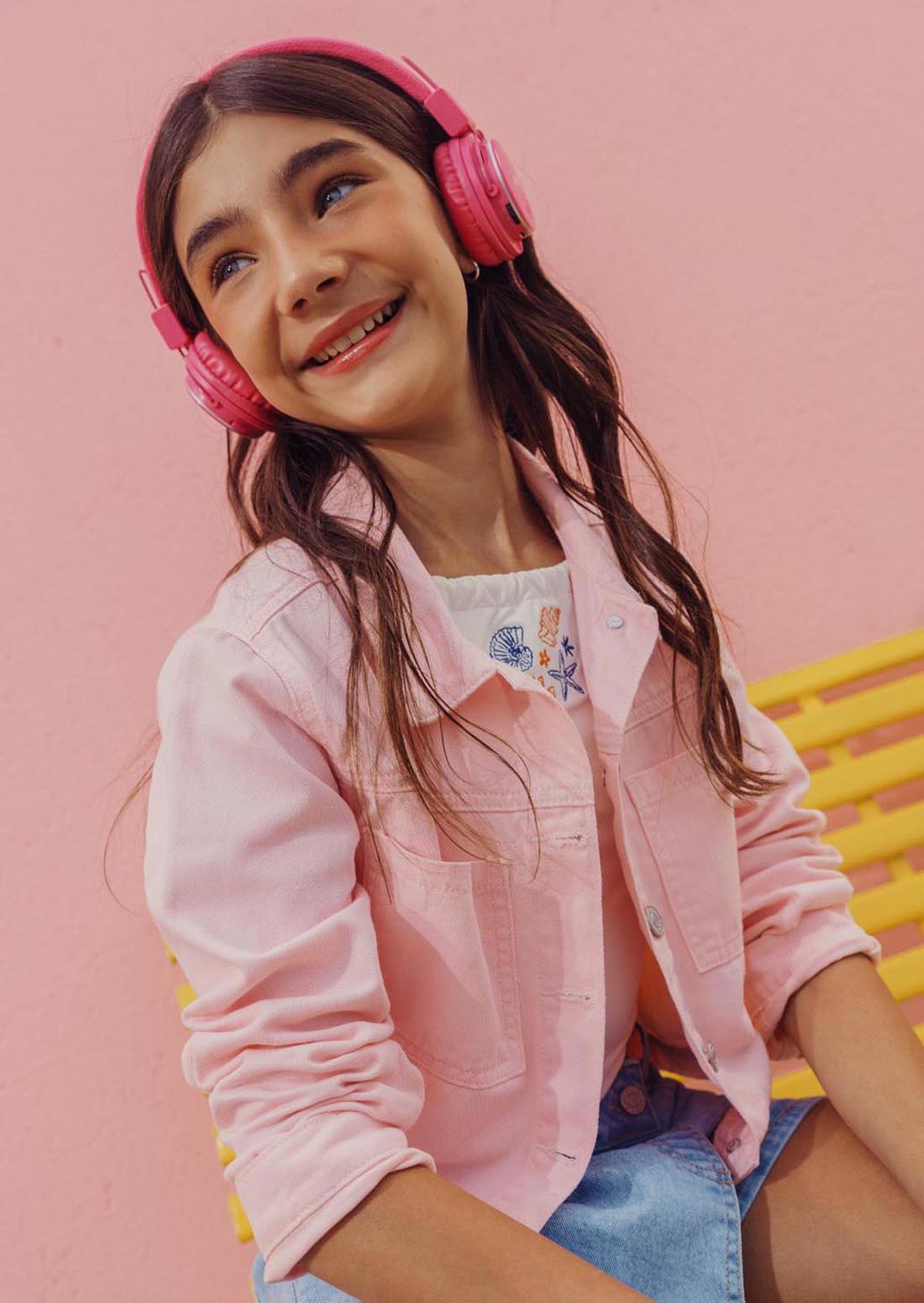 Chaqueta rosa pastel fondo entero para niñas