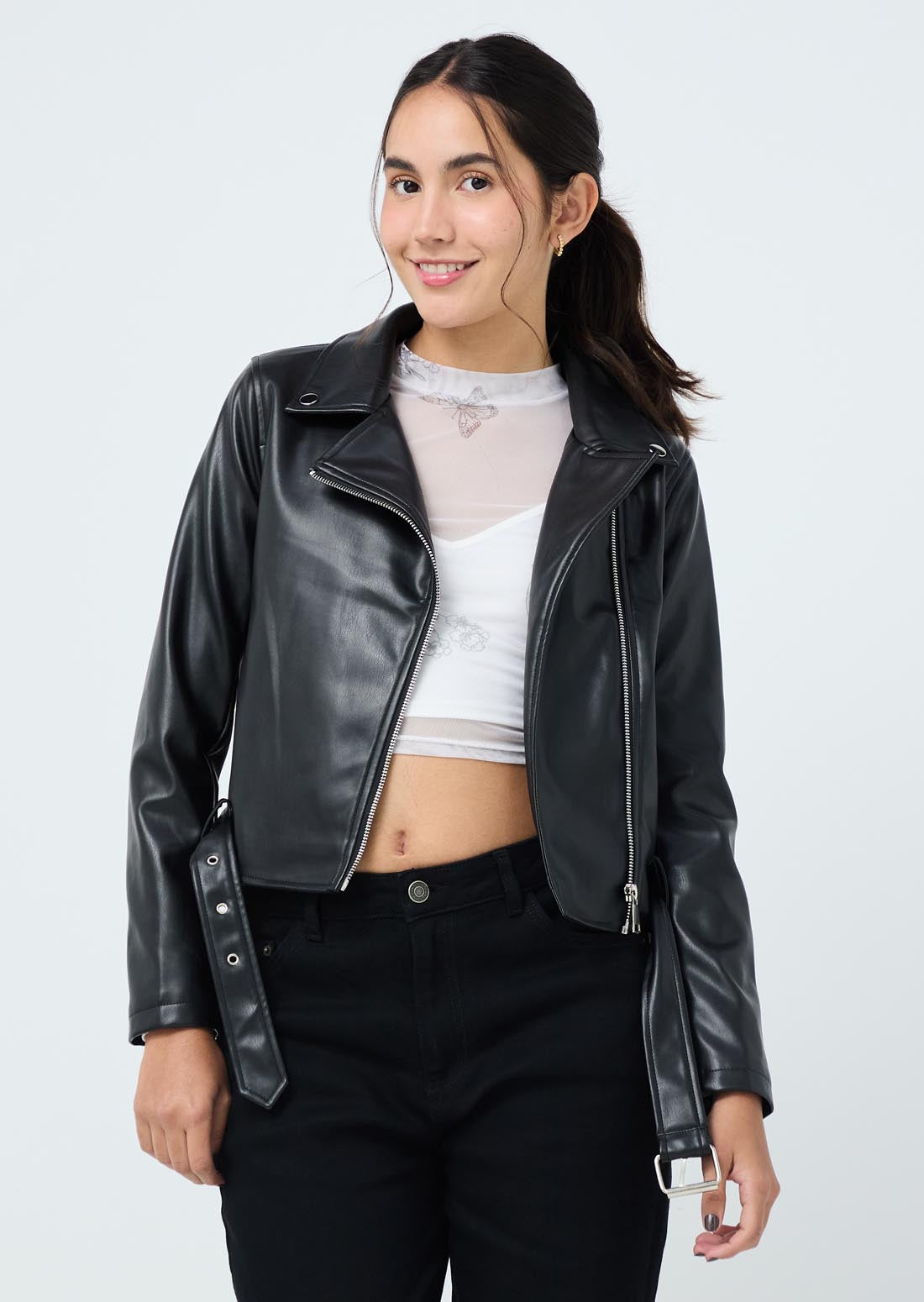 Chaqueta tipo biker negra para jóvenes