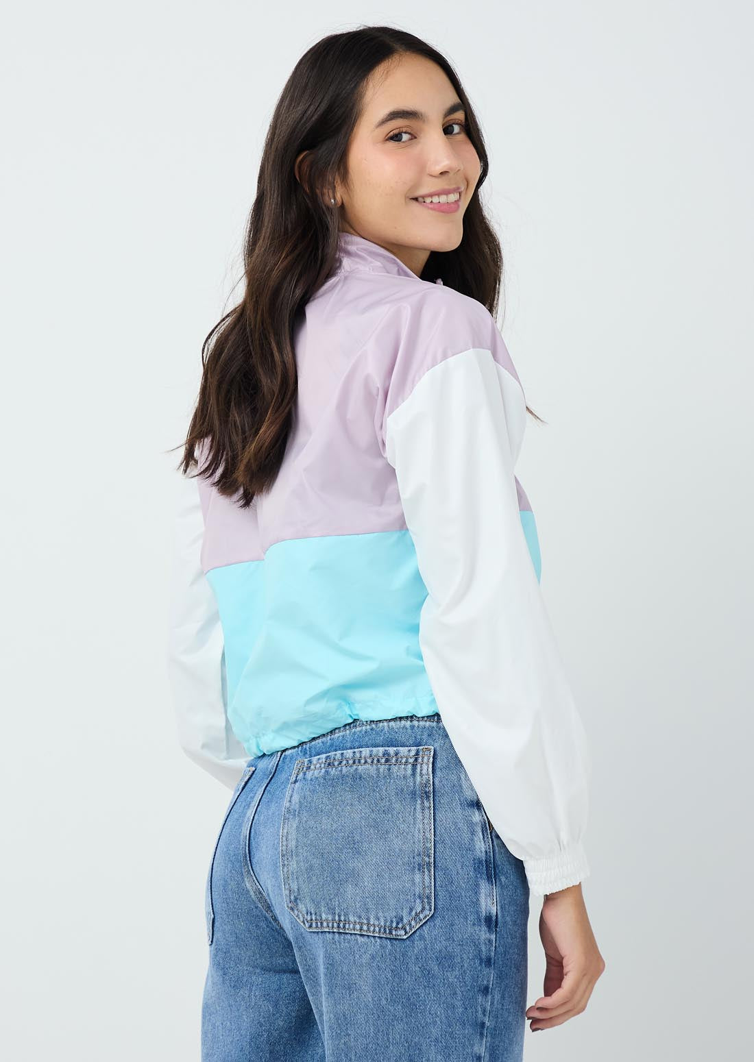 Chaqueta lila claro en bloques de color para niñas