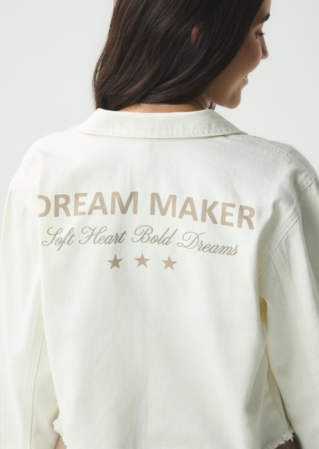 Chaqueta marfil con cuello sport para jóvenes