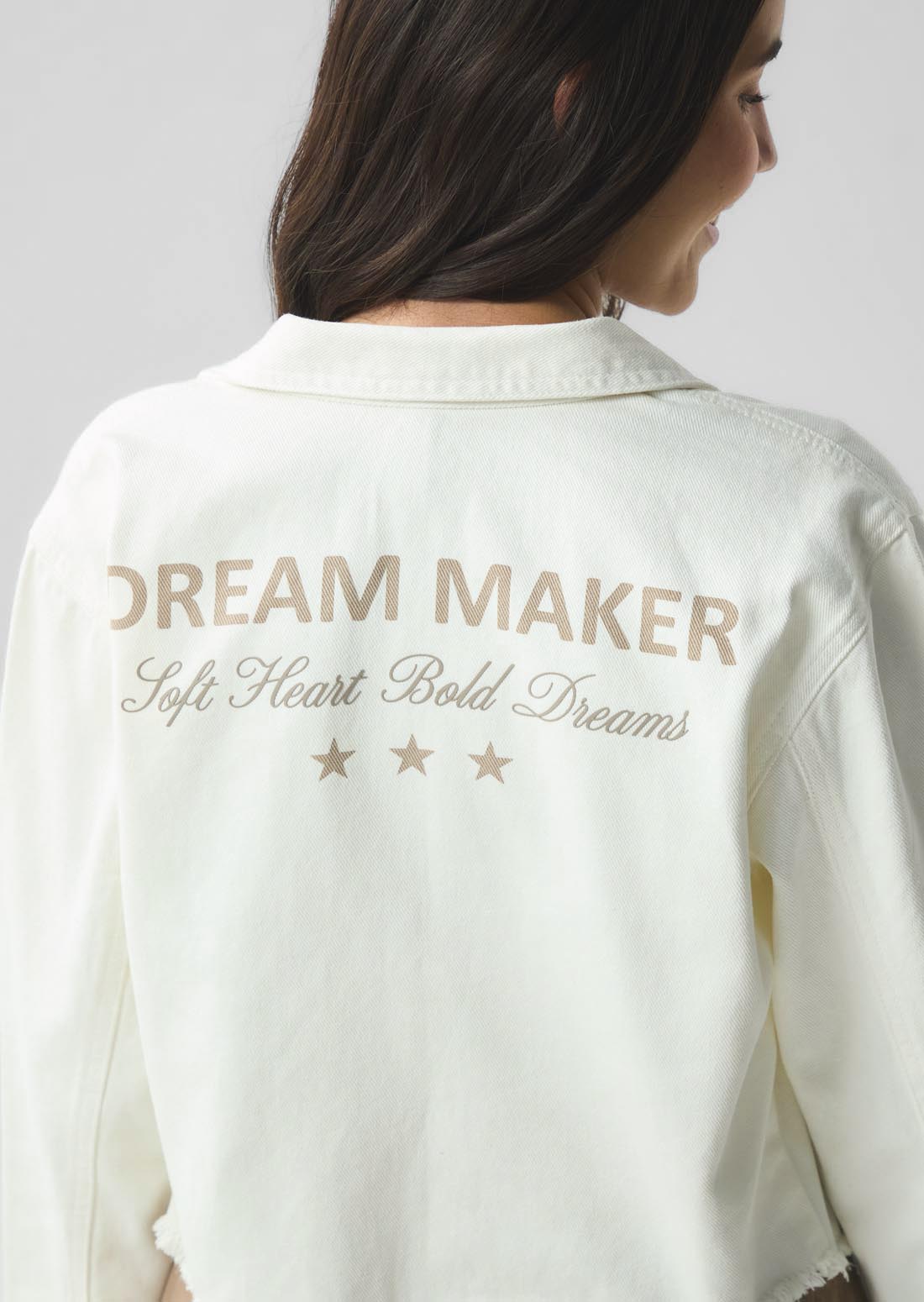Chaqueta marfil con cuello sport para jóvenes