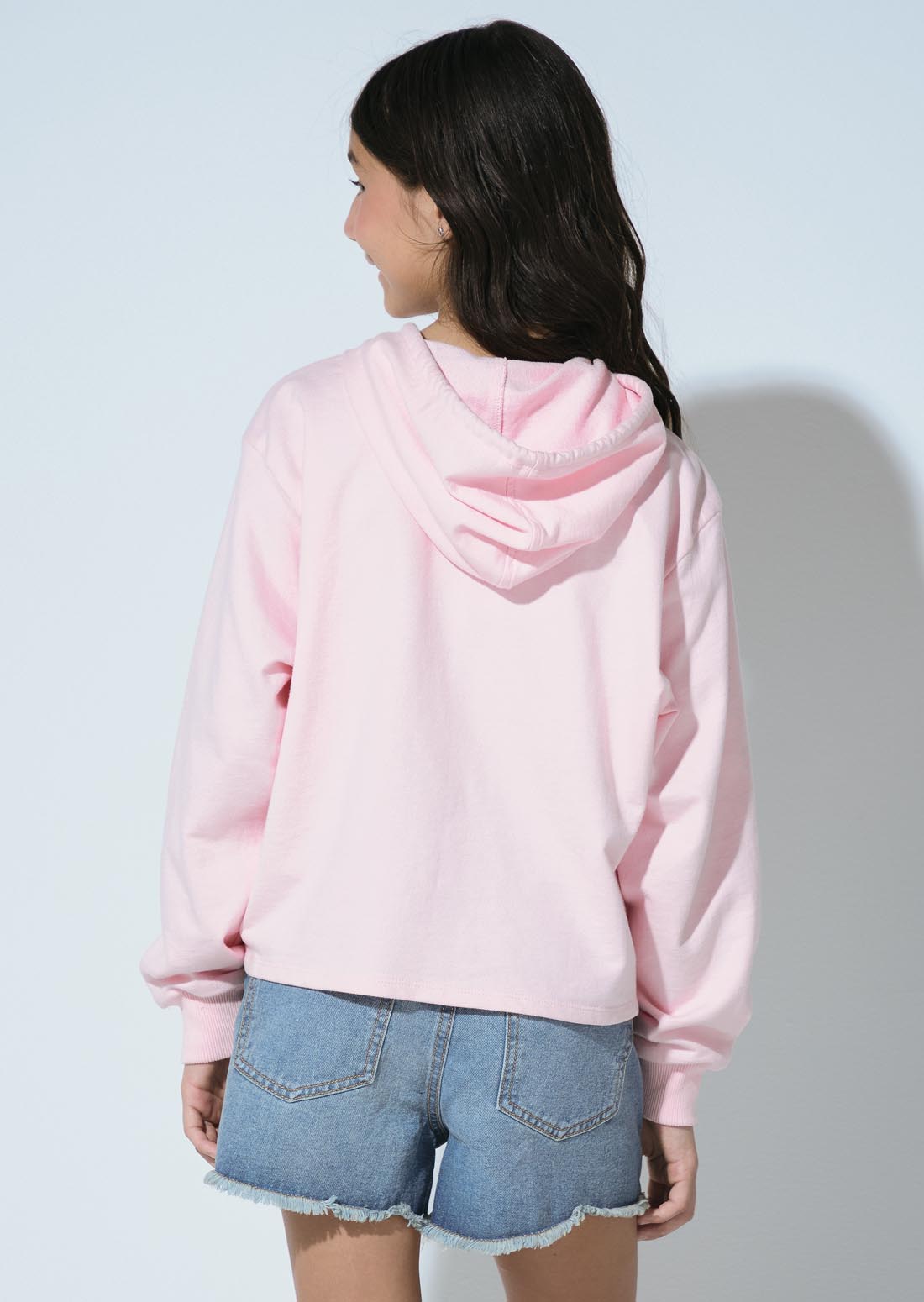 Chompa rosa pastel frente estampado para niñas