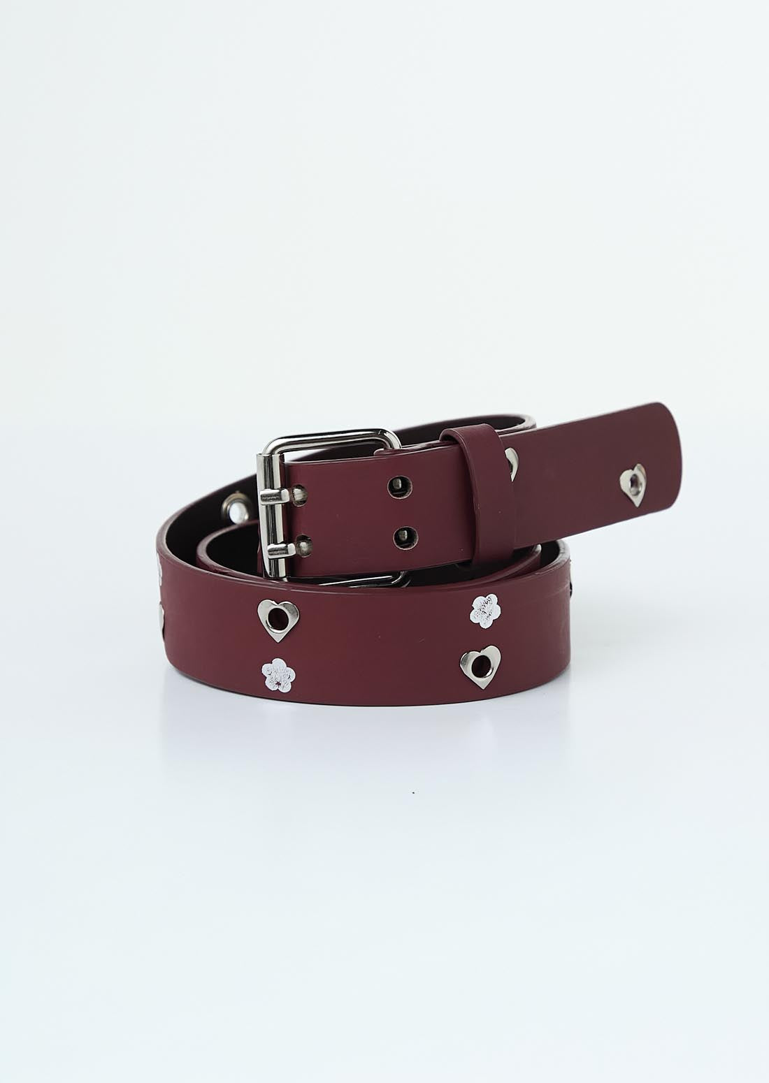 Correa vinotinto con ojaletes para jóvenes