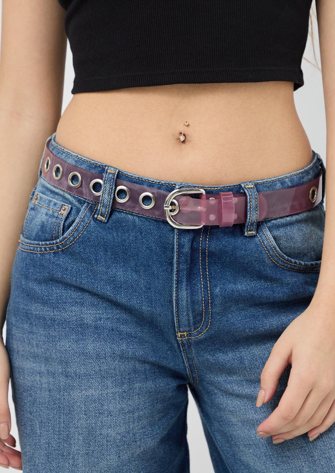 Correa clear rosa con ojales