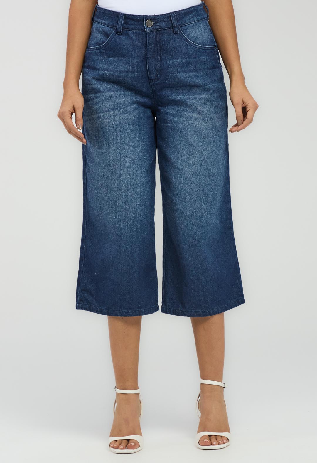 Jean culotte oscuro bota amplia para mujeres